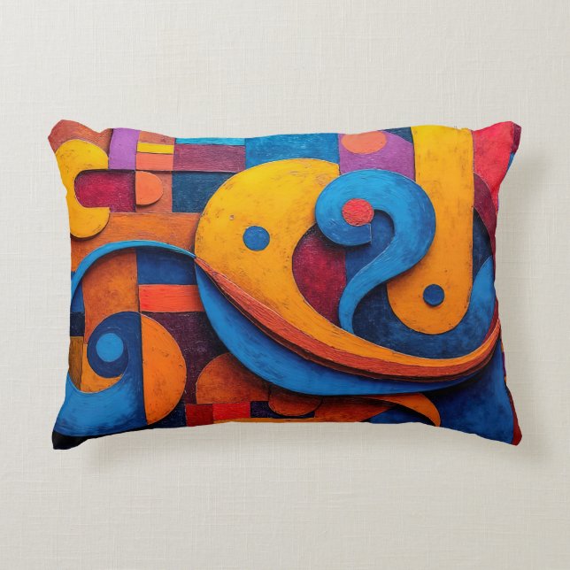 Colorcube 5 Colourful Cubism Accent Pillow (Front)