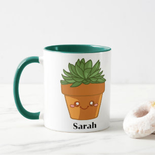 Colordul Green Succulent Planter Centerpiece Mug
