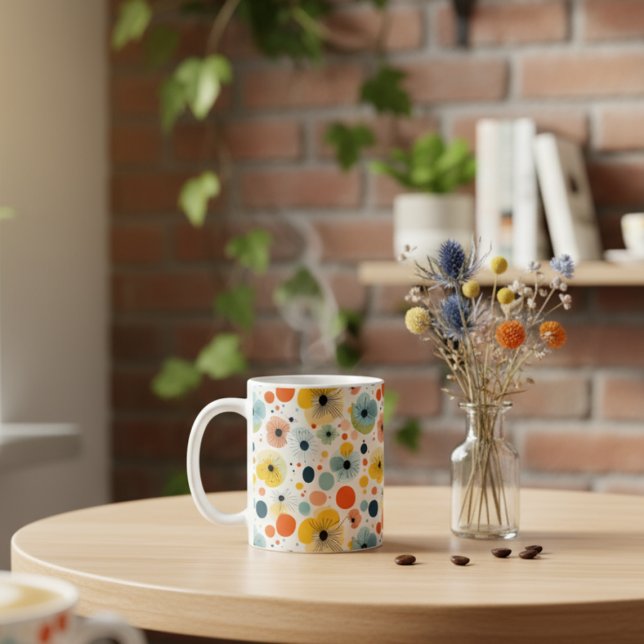 Coloré Abstrait motif floral Mug (Créateur téléchargé)