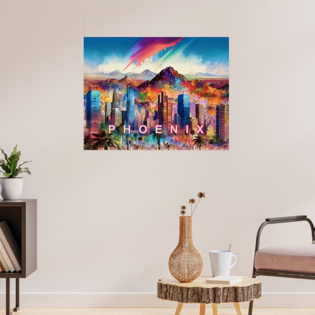 Coloré Abstrait Phoenix Arizona Skyline Poster (Salon 3)