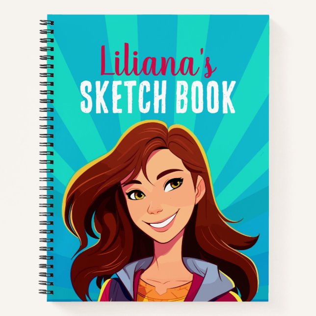 Coloré Ado personnalisé livre de croquis fille (Devant)