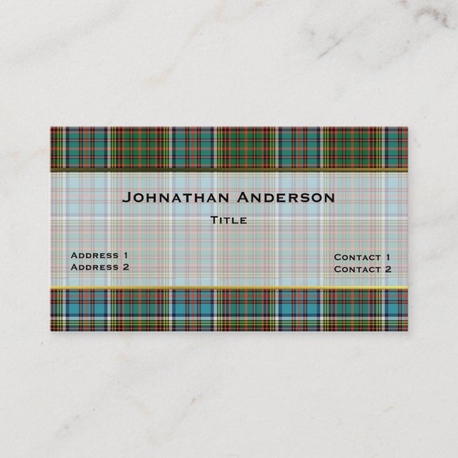 Coloré Anderson Plaid Carte de visite personnalisé (Devant)