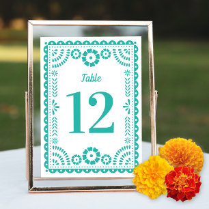 Coloré Aqua Papel Picado Mariage Numéro de table
