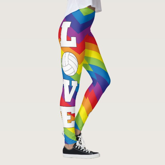 Coloré arc-en-ciel Couleur Volleyball Love Legging (Droite)