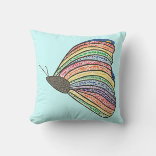 Coloré arc-en-ciel Mosaic Coussin papillon