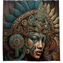 Coloré Aztec Guerrier Princesse Douche Rideau