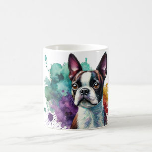 Coloré Boston Terrier Aquarelle Art Mug