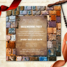 Coloré brique Rustique Invitation de la partie de