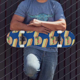 Coloré Burger Hotdog Motif Nom Skateboard