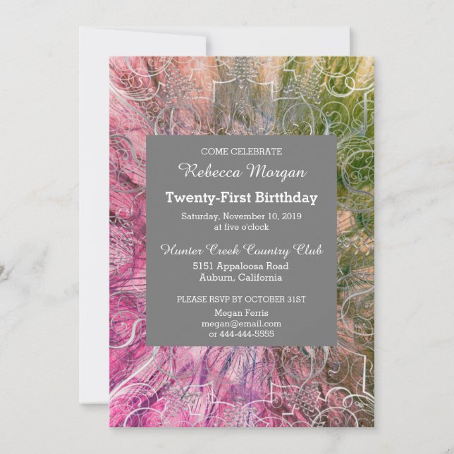 Coloré Chic Glitzy Invitation Anniversaire (Devant)