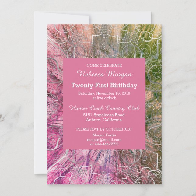 Coloré Chic Glitzy Invitation Anniversaire (Devant)