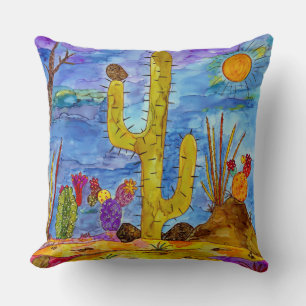 Coloré Desert Cactus Matin Coussin décoratif