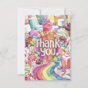 Coloré élégant carte de remerciements Candyland