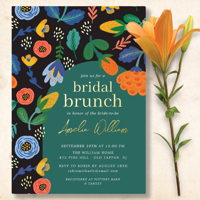 Coloré Floral Bridal Brunch Foil Invitation (Créateur téléchargé)
