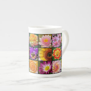 Coloré floral collage osseux china mug