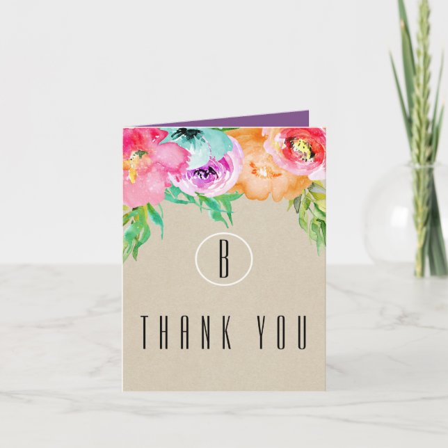 Coloré Floral Rustique moderne Merci Kraft (Devant)