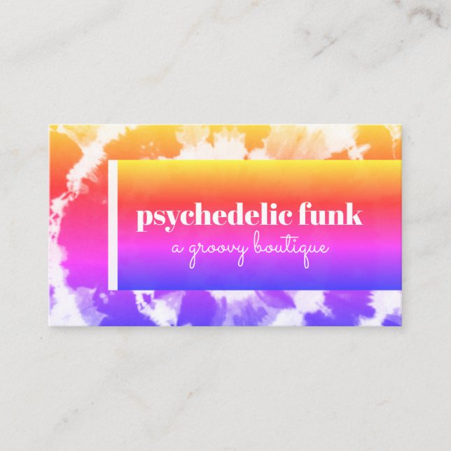 Coloré Funky Tie Dye Carte de visite (Devant)