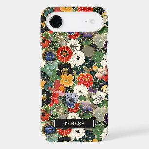 Coloré motif floral japonais monogrammé