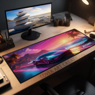 Coloré Neon Sportscar Sunset Desk Mat