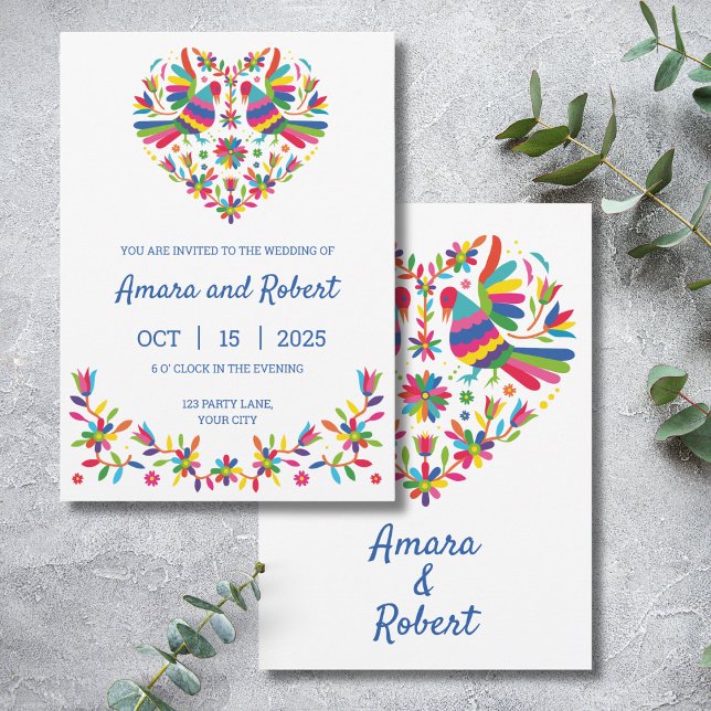 COLORÉ OTOMI MEXICAN HEART INVITATION (Créateur téléchargé)