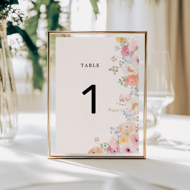 Coloré Pastel Floral Mariage Numéro de table (Créateur téléchargé)