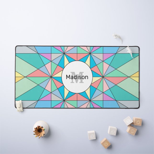 Coloré Pastel Mosaïque Triangle Star Monogramme (Tableau pour enfants)