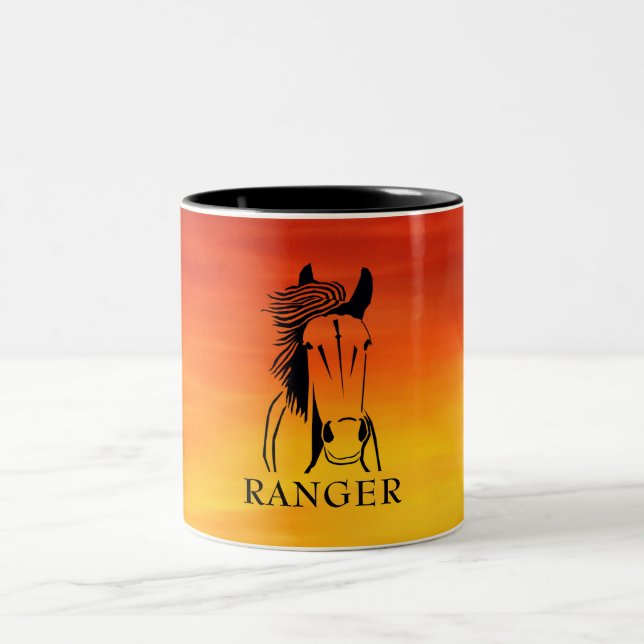 Coloré Personnalisable Cheval Artistique Mug (Centre)