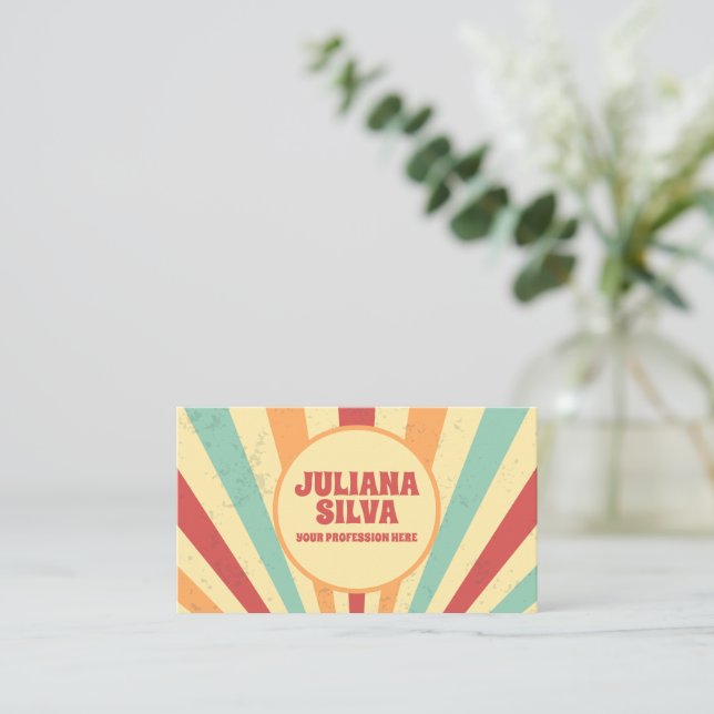 Coloré rétro avec Carte de visite QR (Debout devant)