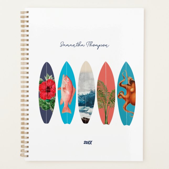 Coloré Retro Surfboards Motif Nom personnalisé (Devant)