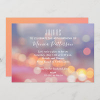 Coloré rose to Blue Bokeh Invitations Anniversaire
