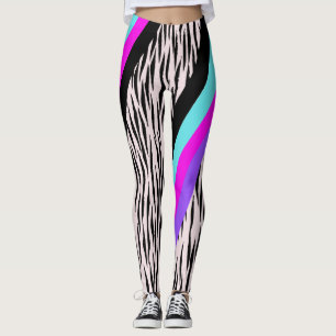 Coloré rose Zebra Poster de animal Leggings