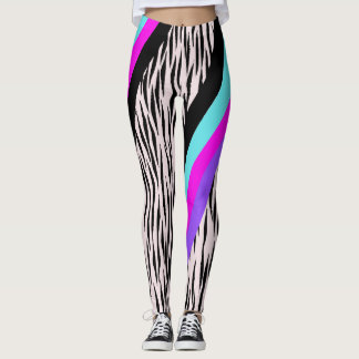 Coloré rose Zebra Poster de animal Leggings
