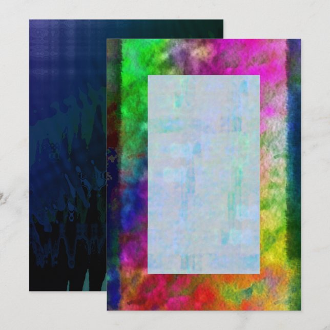 Coloré Teint Psychédélique Blank Invitation (Devant / Derrière)