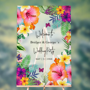 Coloré tropical Floral Frosted Mariage Bienvenue