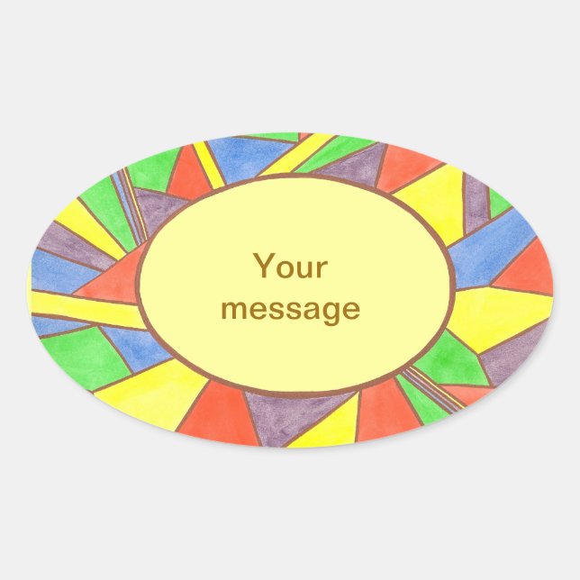 Coloré verre votre message, autocollants ovale (Devant)