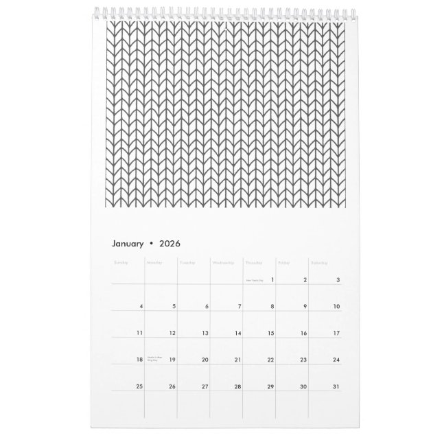 COLORE VOTRE PROPRE Calendrier Tricot (Jan 2026)