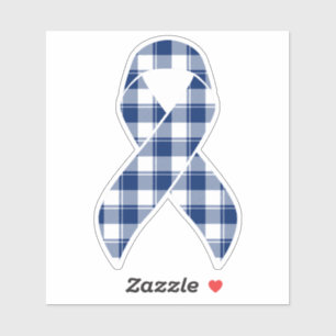 Colorectal Cancer Awareness Plaid Dark Blue Ribbon