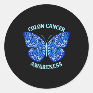 Colorectal colon cancer awareness blue ribbon classic round sticker