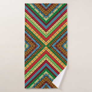 Colored african geometrical motifs and symbols bac bath towel