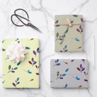 Colored branches/leaves wrapping paper sheet