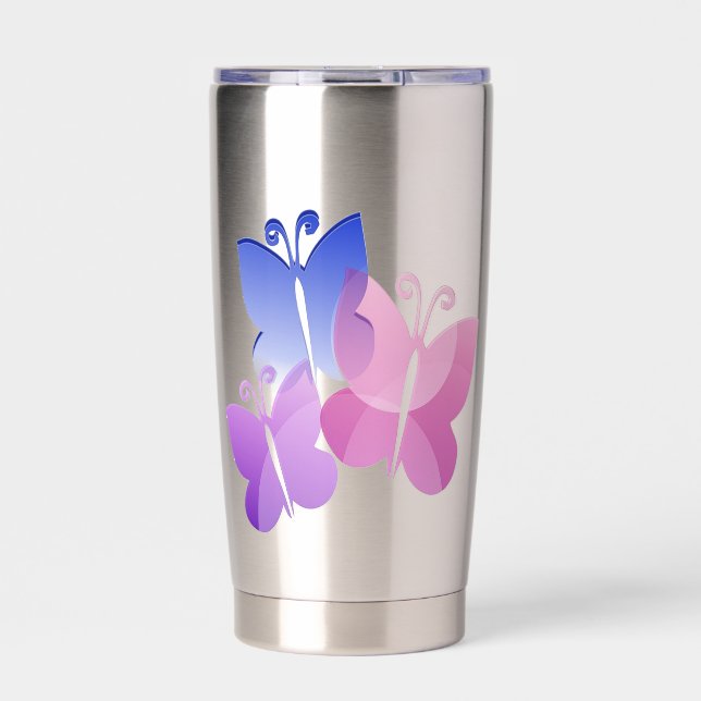 Colored Butterflies Insulated Tumbler (Front)
