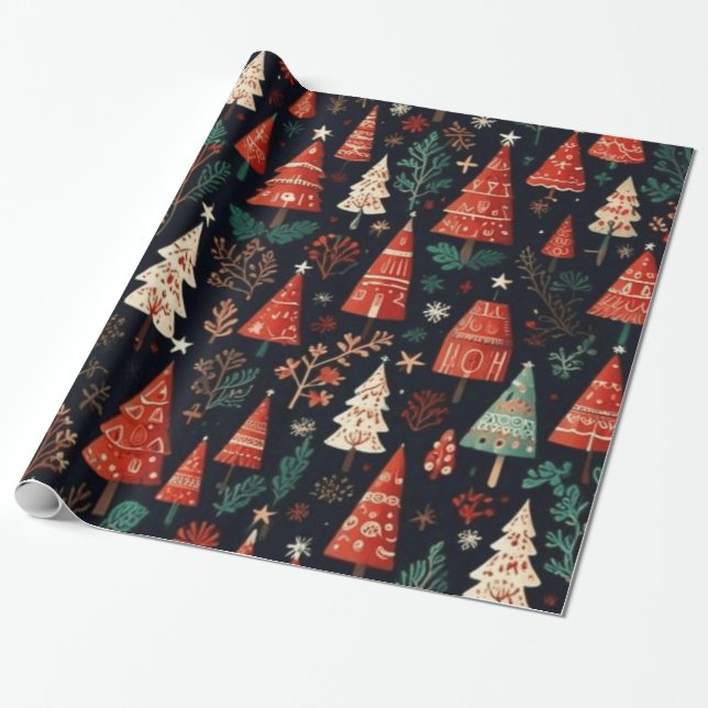 Colored Christmas trees Wrapping Paper (Unrolled)
