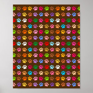 Colored Dog Cat Animal Paw Prints