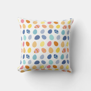 Colored Eggs Easter Coastal Preppy Easter Throw Pillow
