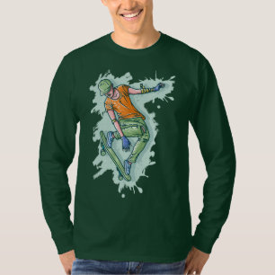 Colored Flying Skater, Funny Illustration T-Shirt