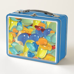 Colored gems metal lunch box