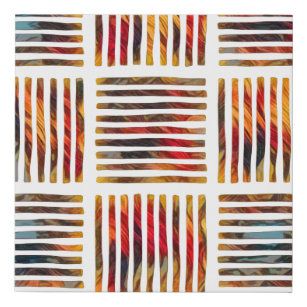 Colored Geometric Abstract Stripe Pattern Faux Canvas Print