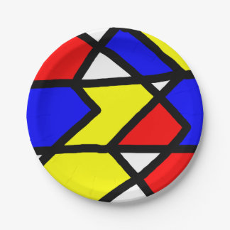 colored geometries paper plate