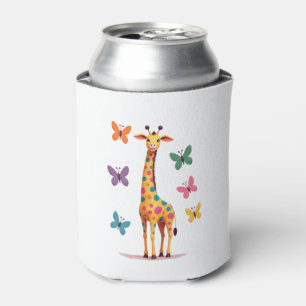 colored giraffe colorful butterflies giraffe Lover Can Cooler