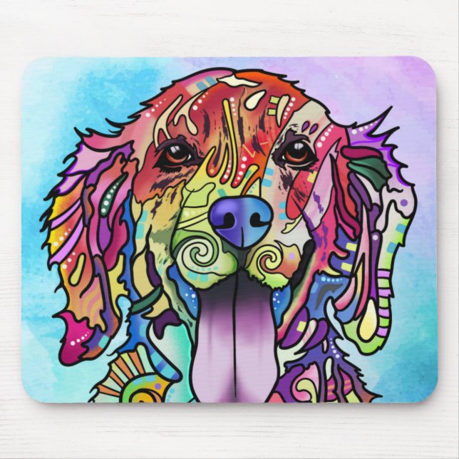 Colored happy dog mouse pad (Front)